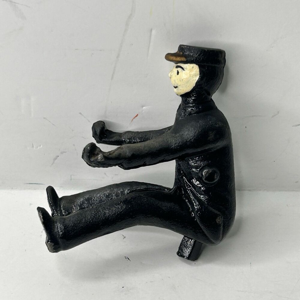 3.5" Vintage Cast Iron Driver Figure In Black Unbranded